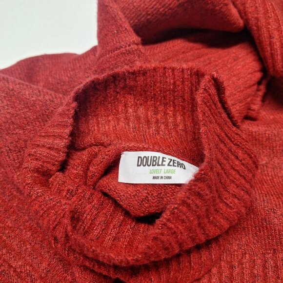 Double Zero Red Sweater Soft Womens Lovely Large Turtle Neck Bat Wing Warm - Picture 4 of 8
